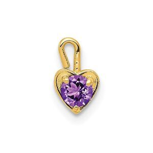 Feb Synthetic Amethyst 14k Yellow Gold Heart Pendant Enhancer, 5mm